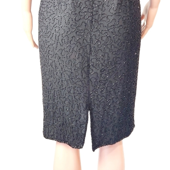 Jmd- 70's Womens Black Polyester Sleeveless, Lined Mid Length Cocktail Dress. - Picture 8 of 12